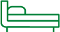 icono lineal cama verde